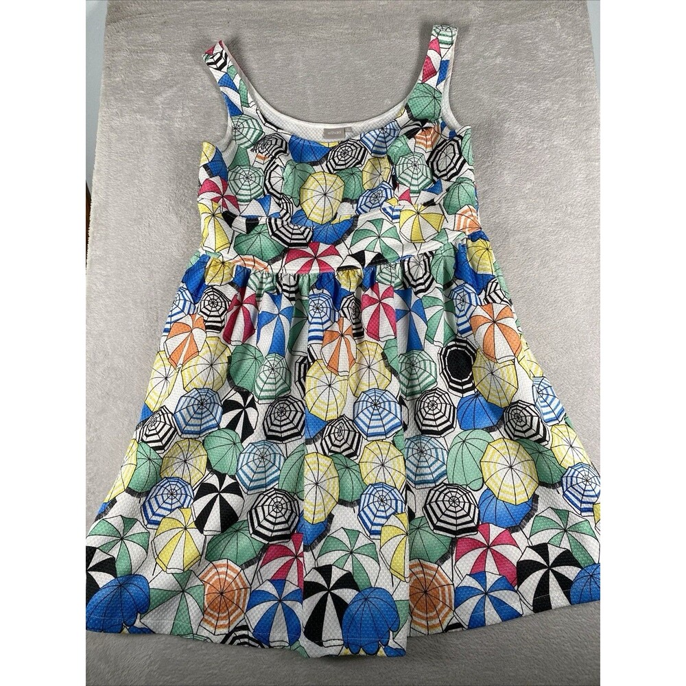 eShakti Beach Umbrella Fit & Flare Pin-Up Sleeveless Dress Womens 2X 20w Colorfl